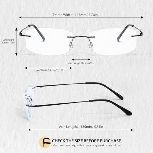 Image of IGnaef Rectangle Rimless Blue Light Blocking Glasses for Women Fashion Non Prescription Office-Siren Frameless Eyewear BL1230