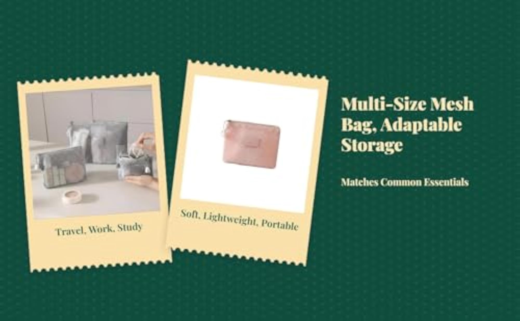 Mini Double Fastener Mesh Organizer Travel Cosmetic Case