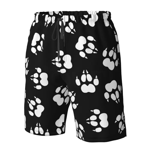 Wolf paw Prints Summer Board Shorts Mens Beach Swim Trunks Casual Swimwear