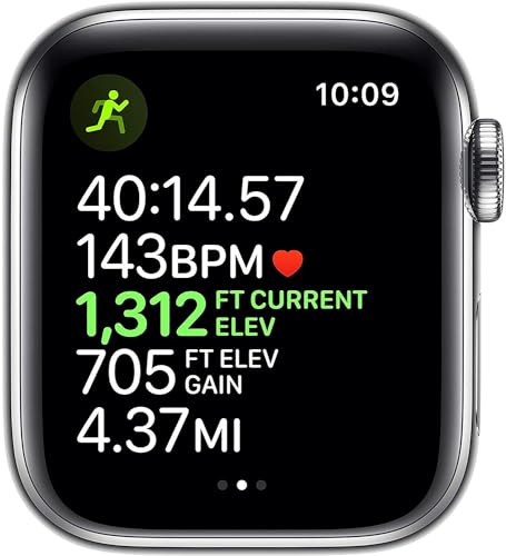 Image of Apple Watch Series 5 (GPS + Cellular, 44MM) - Silver Stainless Steel Case with White Sport Band (Renewed)