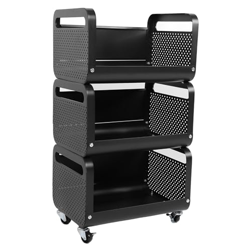 Carrito utilitario rodante de acero inoxidable de 3 niveles, estantería móvil resistente con almacenamiento deslizante, alambre de metal independiente para cocina, garaje u oficina