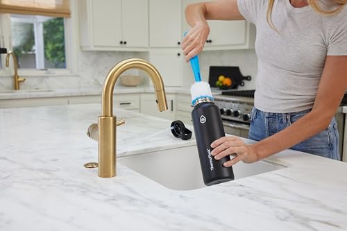 Image of ThermoFlask 2-in-1 Bottle Cleaning Brush - Durable Bottle Accessory - Long Handle - Includes Straw Brush - Lightweight with Easy-Grip Handle - Blue