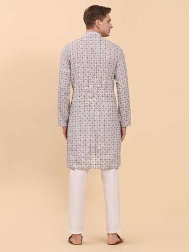 Men's Cotton Regular Fit Sequence Printed Work Kurta | Traditional Indian Festive Kurta (A-121)4
