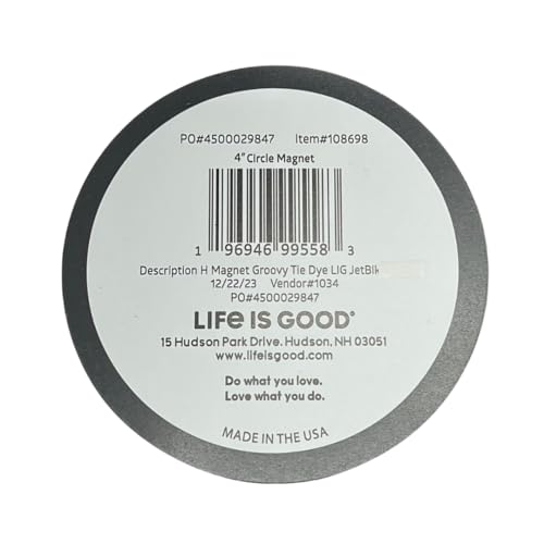 Life is Good Magnet Groovy Tie Dye LIG Circle Magnet Jet Black