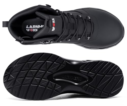Image of LARNMERN Steel Toe Boot Men Non Slip Work Shoe Rainproof Safety Toe Sneaker Side Zipper Industrail Boot High Top Tactical Shoe