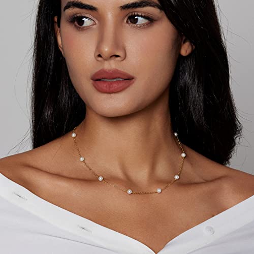 Image of Zeffy Pearl Necklace 4MM /6MM /8MM Dainty Round Imitation Pearl Choker Necklace Wedding Pearl Necklace Delicate Jewelry for Women Simple Bridesmaid Jewelry Gifts