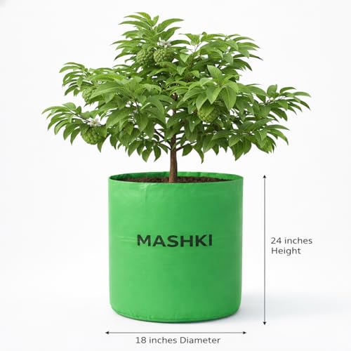 Image of MASHKI 18x24 Inch Extra Deep Grow Bag for Guava, Dwarf Mango & Fruit Plants | 300 GSM Heavy Duty HDPE | Long Life UV Stabilized Tree Planter for Terrace & Garden (2, 18x24 Inches, 300 GSM)