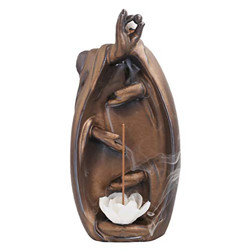 HEALLILY Queimador de Incenso de Monge de Lótus Feng Shui Refluxo de Lótus Queimador de Cone de Ince