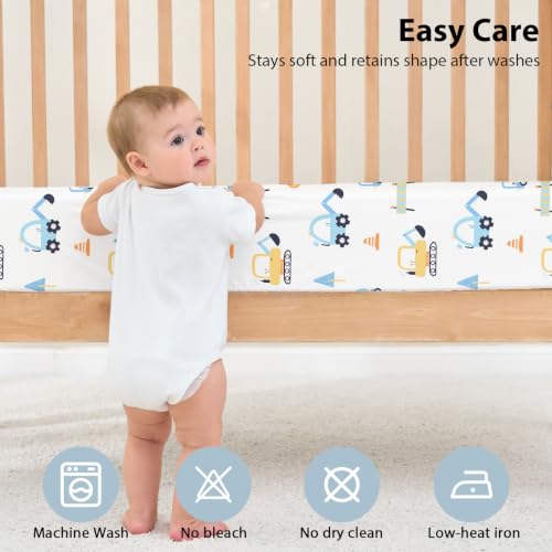 Image of Baby Crib Sheets for Boys and Girls, 3 Pack Toddler Bed Sheets for 52 inchx28 inch Standard Toddler Mattresses, Soft Microfiber Fitted Crib Sheets Neutral Blue Truck