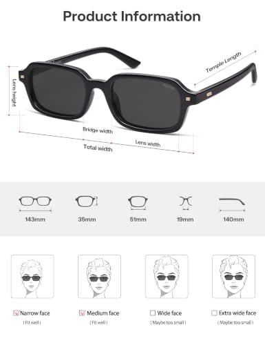 Image of SOJOS Trendy Rectangle Polarized Sunglasses Womens Mens SJ2610