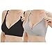 Produktbild Joligiao Damen V-Ausschnitt Schwangerschafts BH,Nahtlose Gepolsterte Still BH Komfort Stillen und Schlaf Umstands BH Zusätzliche BH-Verlängerungen 1 or 2 PCS(Schwarz+Grau,L)