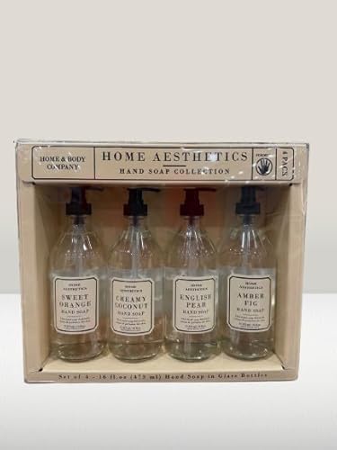 Aesthetic Hand Soap Collection – 4-Pack, 21.6 oz Each – Moisturizing, Decorative Bottles – Variety Scents – H+B Home