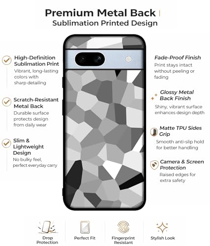 Image of Black & White Mathematical Shape Design Premium 2D Printed Metal Back Case Cover for Google Pixel 7A 5G