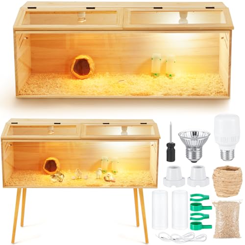 CroBlissful 40 x 16 x 16 in Brooder Kit Box for Chicken Quails Indoor Outdoor with Leg Stand Sliding Door Bulb Set and Feeder Baby Chicken Coops for Ducks Hamsters Lizards Mice Rat