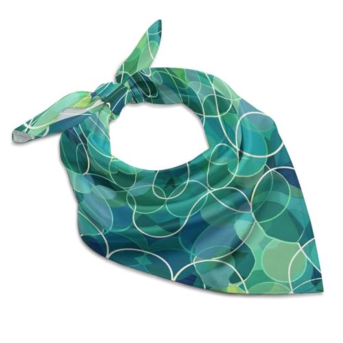 Women Square Head Scarf Boho Hair Scarf Blue And Green Shades Head Kerchief Woman Headband Satin Bandanas Fashion Neck Scarves Silk Headwear for Bag Hair Scarves Gift 25