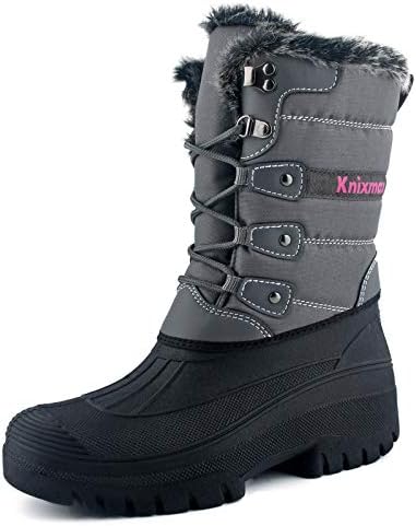 Knixmax Stivali da Neve per Donna e Uomo Stivali Invernali Foderati in Pelliccia Suole Impermeabili Scarpe Calde Stringati per Giardino, Fattoria e Outdoor
