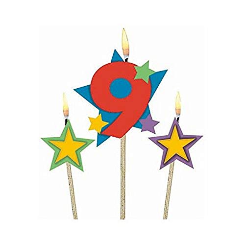 #9 Decorative Birthday Candle & Star Candles | Party Supply, (Pack of 3) 5