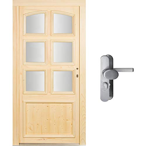 kuporta Fichte Holz Haustür Haustüren Modell Lohne 100 x 200 cm DIN links mit Drücker Cover