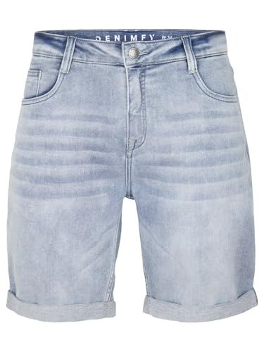 DENIMFY Pantalones cortos vaqueros para hombre de corte regular DFAri Bermudas de verano Denim Stretch Basic monocolor gris azul 31 32 33 34 36 38 40 42, Azul Claro Denim (L114), 33W