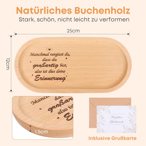 Seutgjie Geschenke für Frauen Männer Mama Freundin Motivationsgeschenke Personalisiertes Holztablett mit Gravur und Grußkarten Holz Deko Kleine Aufmerksamkeit