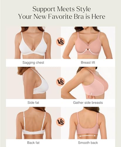 Image of Popilush Womens Wireless Push Up Bra Comfortable Supportive Everyday Bra