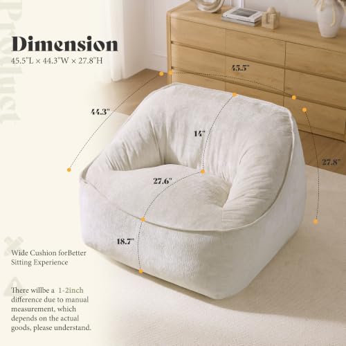 Image of AMERLIFE Oversized Bean Bag Chair for Adults, Chenille Boneless Chair,Cream