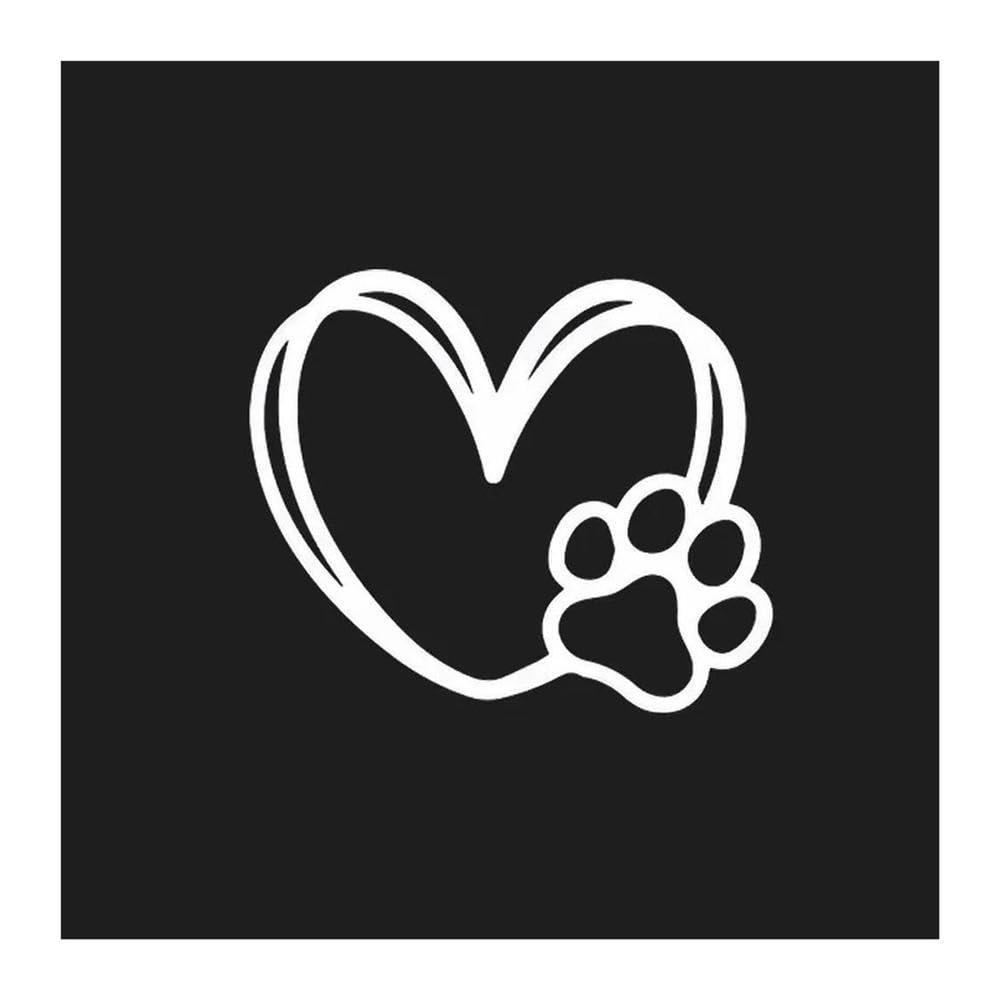 Dog Paw Heart Shaped Car Sticker Car Decal(White)