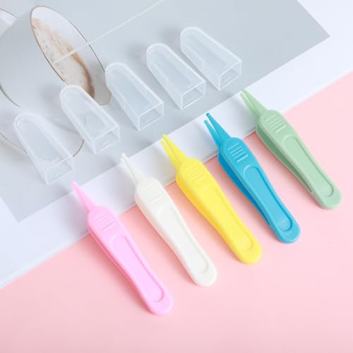 Image of 5 Pcs Nose Cleaning Tweezers, 5 Colors Baby Booger Picker with Round Head Effective Nose Picker Baby Ear Noses Navel Cleaner Clip for Babys Care