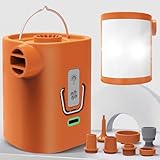 3600mAh Tragbare Elektrische Luftpumpe für Luftmatratze, Wiederaufladbarem USB Akku Pumpe mit 3 Modus-Campinglicht, 5kPa Aufladung/Aufblasen, 6 Düsen, 400L/min für Matratze, Schwimmring, Vakuumbeutel