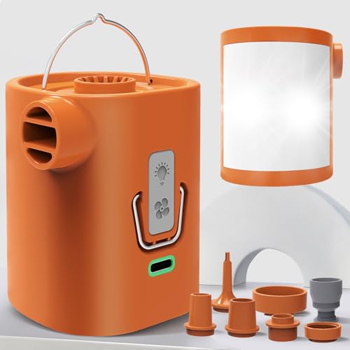 Air Pump for Inflatables with 3600mAh Rechargeable Battery & Camping Light,Ultra-Fast 400L/Min and Mini Electric Air Pump, 6 Nozzles,Inflate Deflate for Air Mattress, Pool Floats, Vacuum Storage Bags