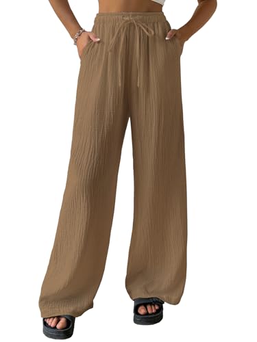 Image of Shasmi Women's Trousers | Wide Leg Casual Pants Featuring a Relaxed Silhouette | Secure fit for All-Day wear | Convenient Side Pockets | Straight-Leg Cut | Elegant Design | Premium (157)
