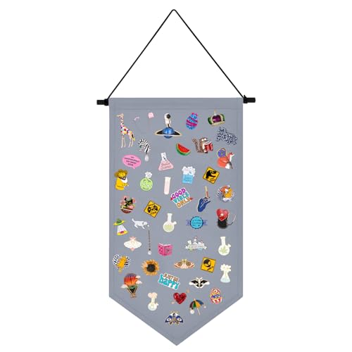 Kunyeah Wall Hanging Brooch Organizer Storage Case Colorful Canvas Pin Board Stand Enamel Pin Badge Hanging Holder Display Banner Earrings Collection Holder - Pins No Included (Gray) Kunyeah Wall Hanging Brooch Organizer Storage Case Colorful Canvas Pin Board Stand Enamel Pin Badge Hanging Holder Display Banner Earrings Collection Holder - Pins No Included (Gray)