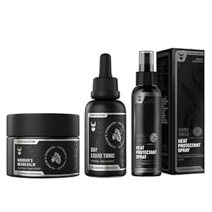 The Beard Struggle Beard & Hair Heat Protectant Spray, Warrior’s Beard Balm & Day Liquid Tonic Beard Oil Bundle Nourishes & Revitalizes Beard Hair – Silver Collection – Alfheim’s Forests
