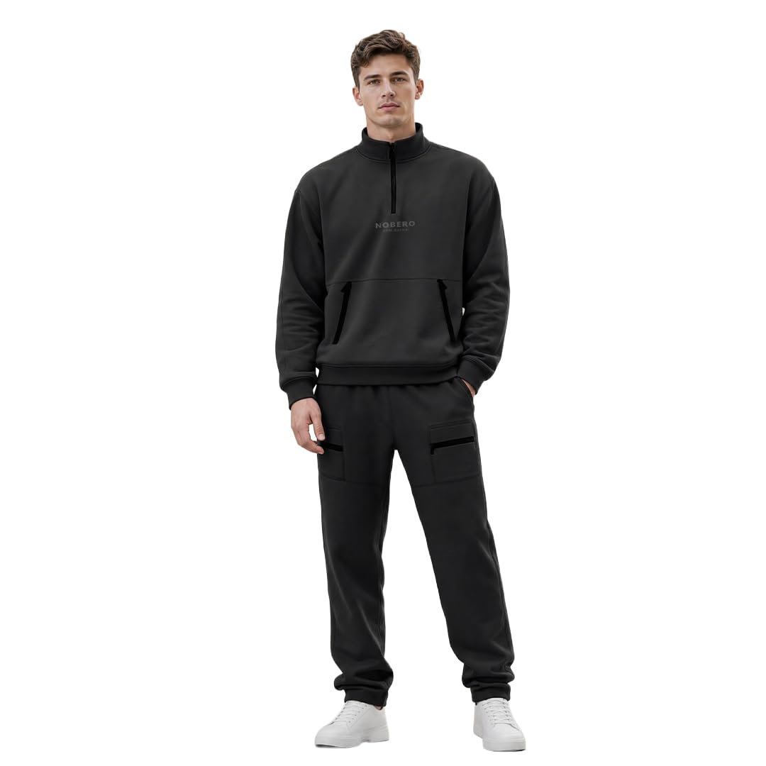 Men Oversized Club Sweatshirt Joggers Co-ord Set(1M-LWCS-R0189-BL2_Black_S)-image-41
