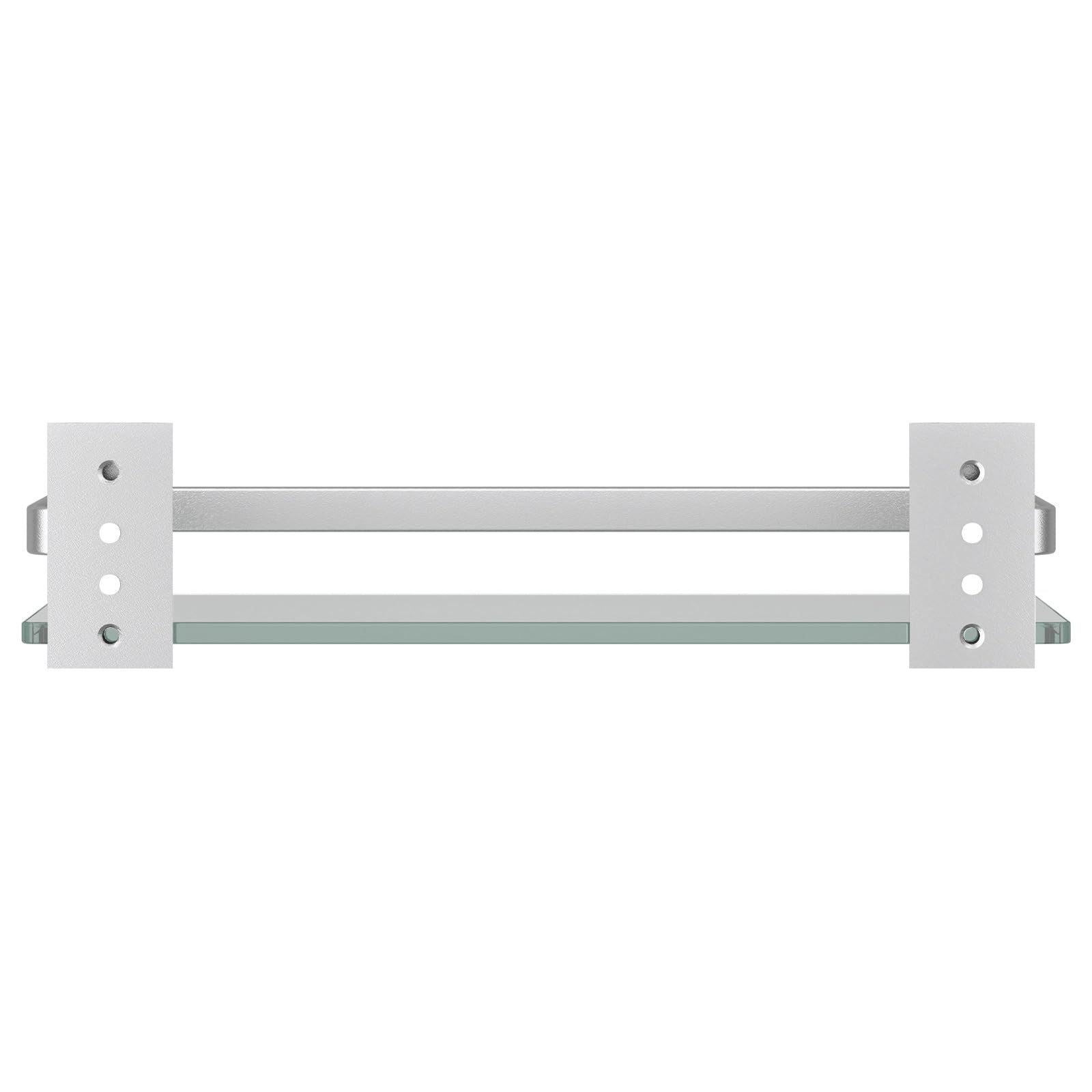 Danpoo Étagère Murale en Verre Tablette Salle de Bain,étagères murales en Verre trempé de 6 mm d'épaisseur pour Salle de Bain avec Support en Aluminium, Organiseur de shampooing, argenté