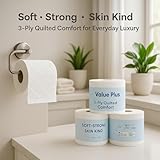 Value Plus 3-Ply Quilted & Embossed Toilet Paper with Lavender | Ultra Soft, Strong & Skin Kind | Premium Bathroom Tissue | 100% Virgin Pulp | Bulk Pack 45 Loo Rolls - Image 6