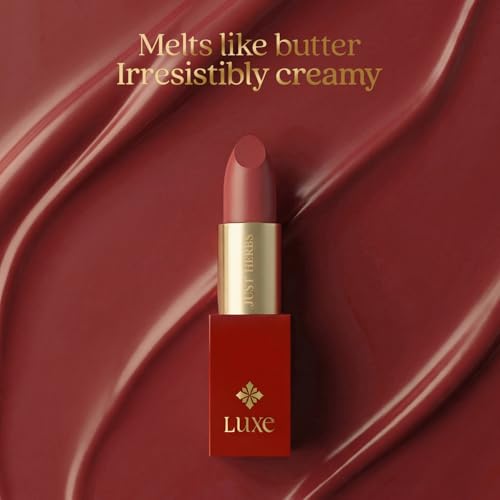 Image of Just Herbs Luxe Satin Melt High Shine Lipstick | Luxury Makeup | Ayurvedic Formula | Long Lasting Shine | Ayurvedic Lipstick - 4 gm (10 COCOA MIRAGE)