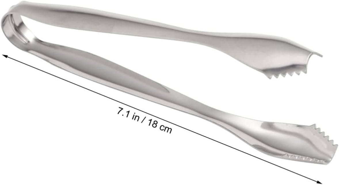 2pcs Stainless Steel Ice Cube Tongs Sugar Cube Tongs for Tea Serving Tool Silver Serving
