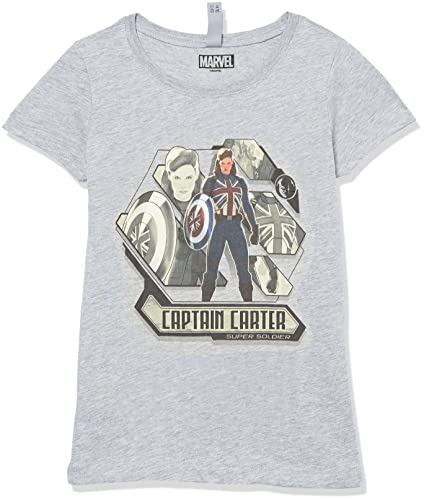 T-shirt Marvel pour filles à manches courtes gris chiné taille L