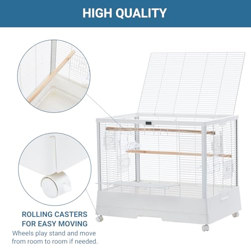 Image of Pet Products Clear View Glass Bird Cage Crystal Palace for Small Birds - White Frame