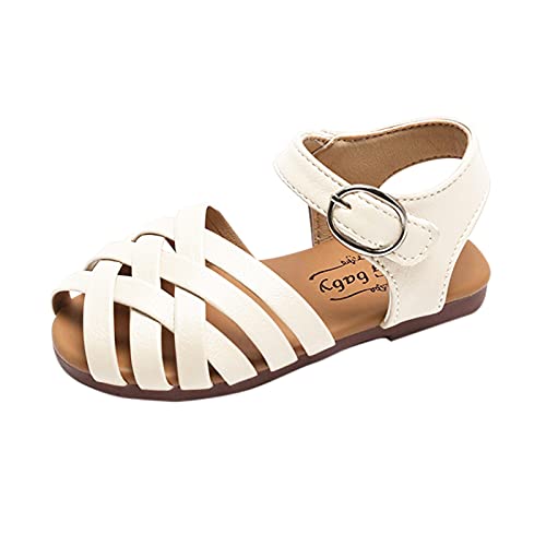 Sandals for Toddler Girls Beach Children Non-Slip Shoes Sandals Open-Toed Girls Soft-Soled Kids Princess Girl's Shoes (White, 11 Little Kid)