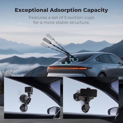 Image of K&F CONCEPT Suction Cup Car Mount Compatible with Insta360 X5 X4 Max