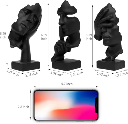 3 Figuras Abstractas Estatua Pensador Negro miniatura 2