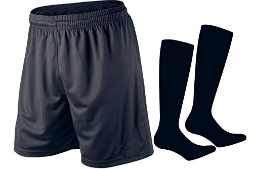 Image of PROSTYLE SPORTS Mens Football Shorts and Socks Running Gym Sport Breathable Fitness PE XS - 2XL (Black, Medium)