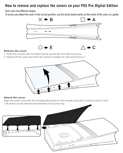 Joso Faceplate for PS-5 Pro Digital Edition, Anti-Scratch Dustproof Case Replacement, Cover Skin Fit for PS5 Pro Console (Digital Version), Plates for PS5 Accessories, Easy Installation - Black - Image 6