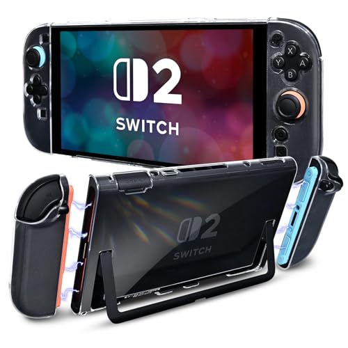 DLseego Clear Hard Case for Nintendo Switch 2 (2025) with Detachable Soft TPU JoyCon Controller Protectors Cover- Shockproof & Scratch-Resistant Console Shell