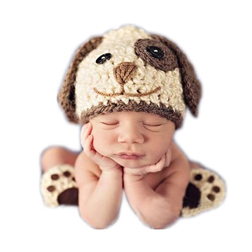 Image of Newborn Baby Photography Shoot Props Boy Outfits Crochet Knit Cattle Cow Hat Shorts Photo Props
