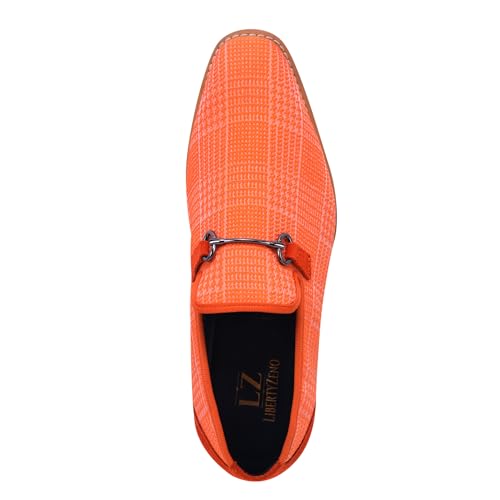 Image of LIBERTYZENO Mens Tuxedo Canvas Textile and Suede Leather Noble Loafers and Slip On Wedding Party Shoes for Easter Gift