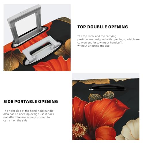 Red Gold And White Floral Elastic Travel Luggage Covers Dustproof Scratch-Resistant Suitcase Protector Fit 22-24 Inch3