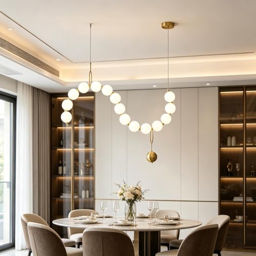 Lustre en perles postmoderne, luminaire d'exception en boules de verre acrylique pour bar